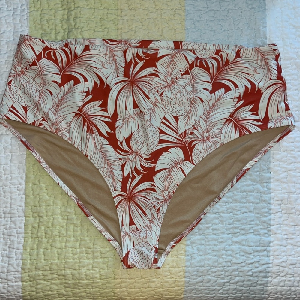 Old Navy bikini bottom orange/cream floral print
